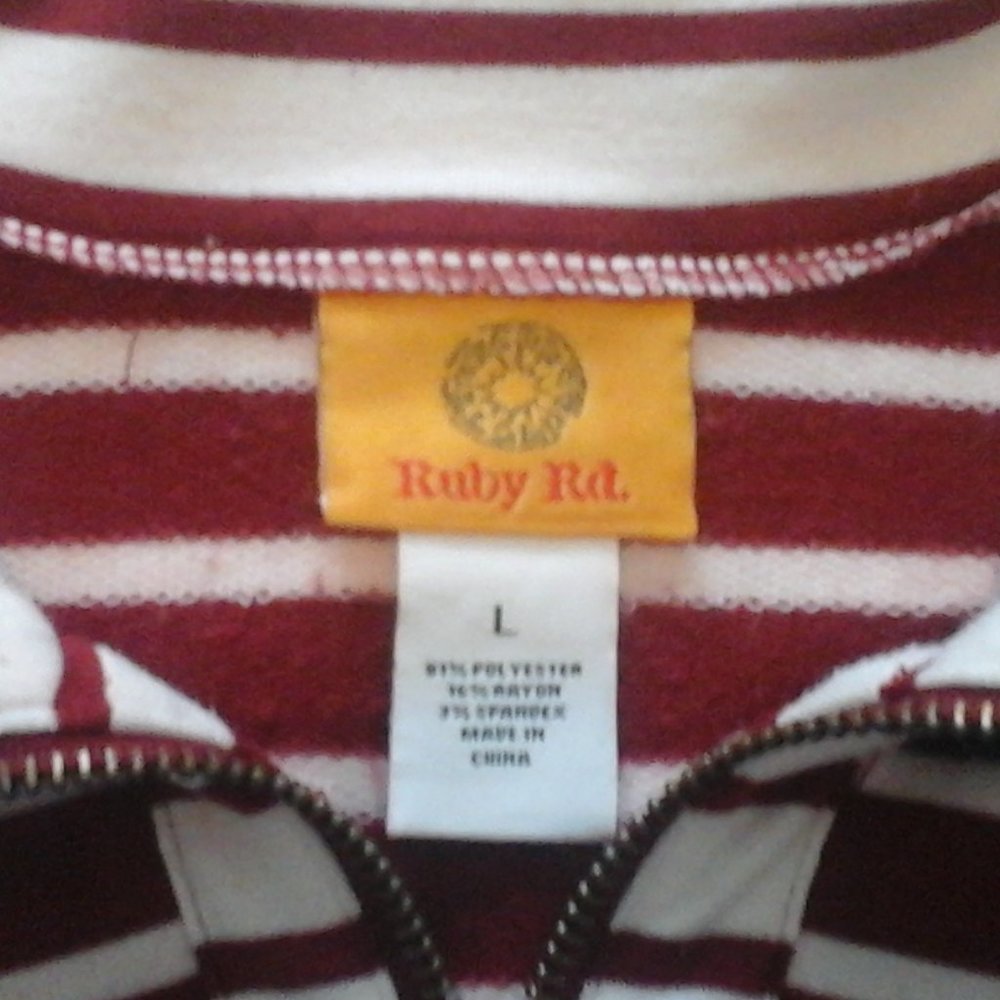 Ruby Rd. Red & White Stripe Top, L - Picture 8 of 8